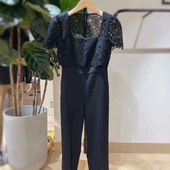 Lace Layered Jumpsuit - Black - Picture 4 of 6